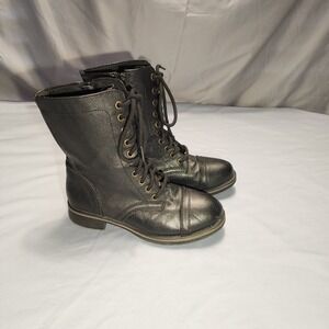 Mossimo Combat Boots‎ Women's Size 6 Black Lace Up High Top Side Zip
